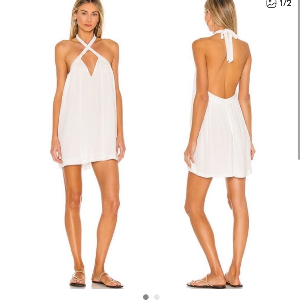 Superdown White Shift Halter Dress